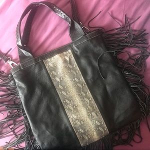 Leather Tassel Tote Bag